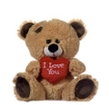 Brown 10" Patchwork Teddy Bear holding Red Heart