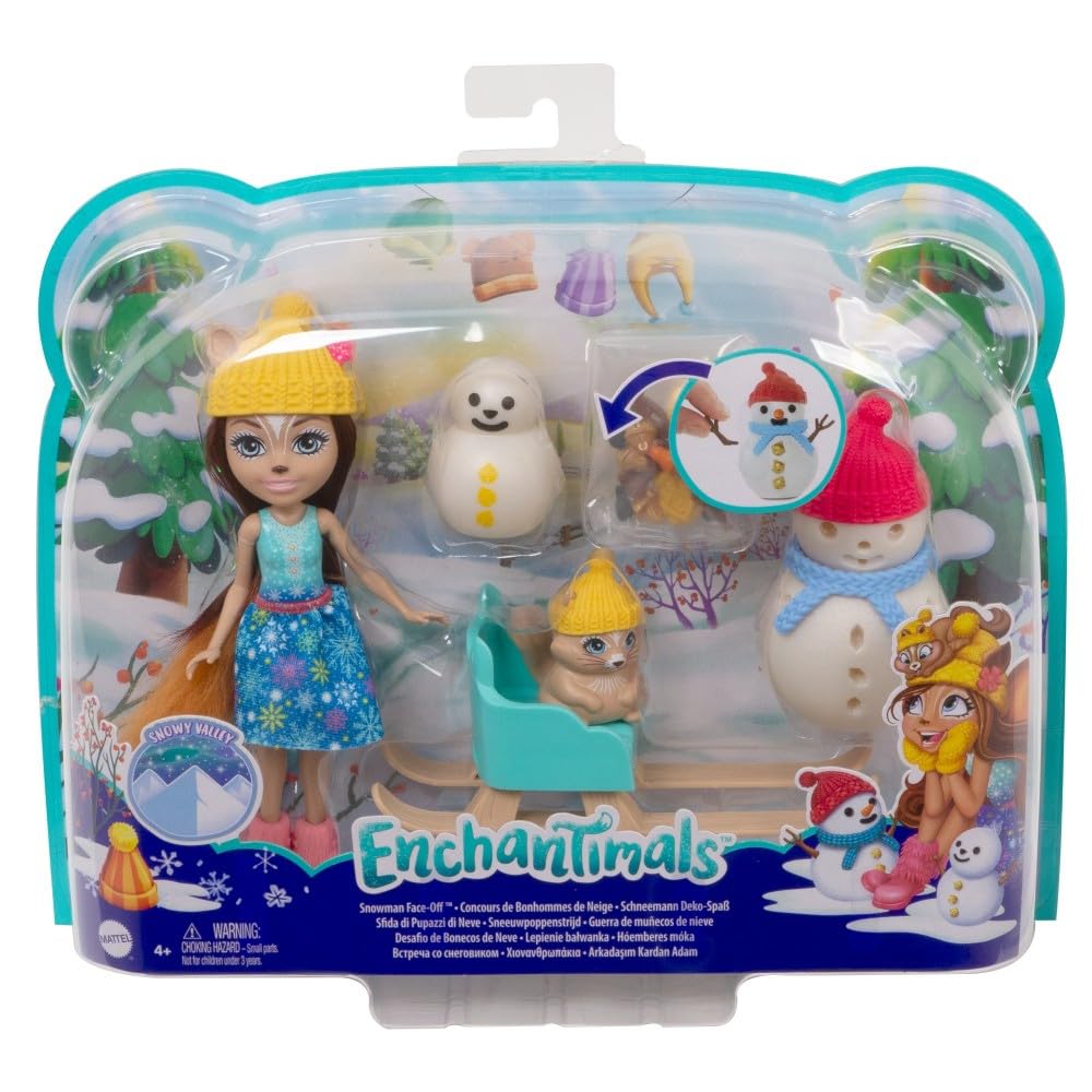 Enchantimals Snowman Face-Off With Sharlotte Squirrel With Walnut