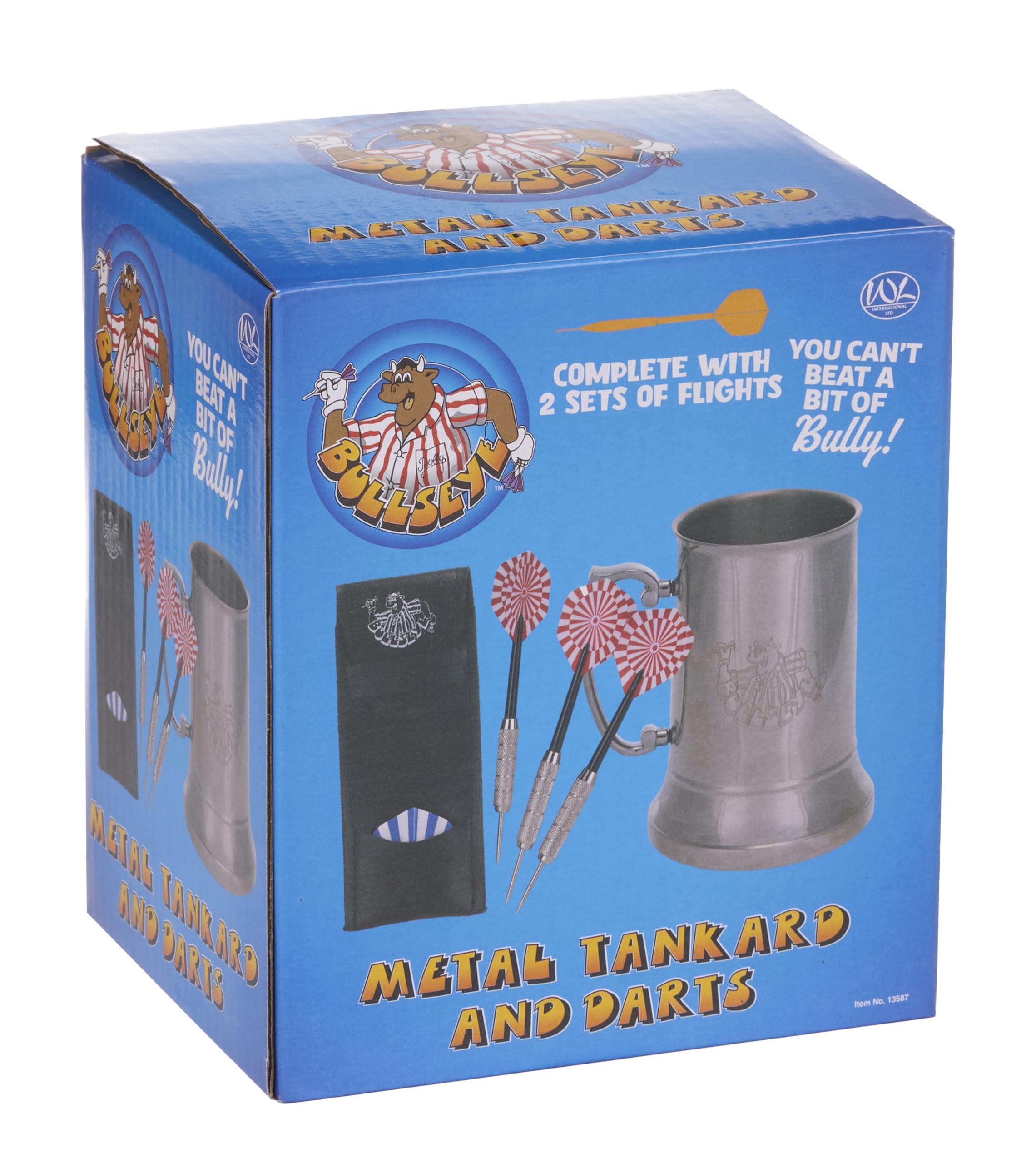 Bullseye Stainless Steel Metal Drinking Tankard and Darts Gift Set