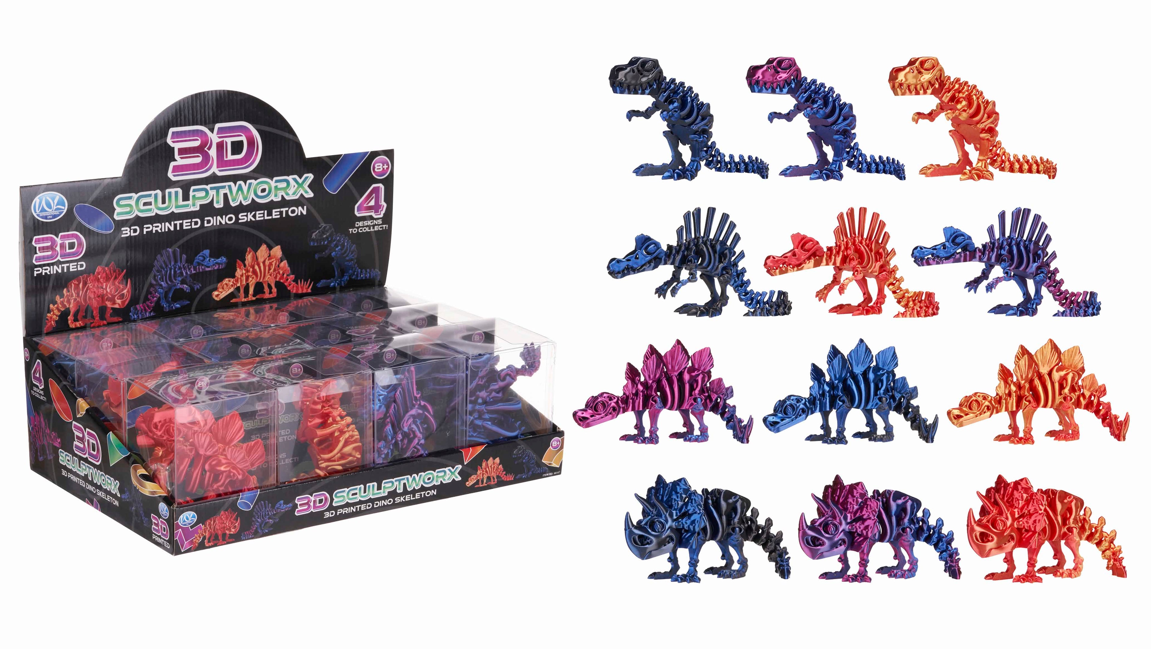 PLA 3D Printed Sculptworx 25cm Dinosaurs (12pc)