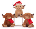 Christmas Highland Cow Plush 9.5" 3asst (3pcs)
