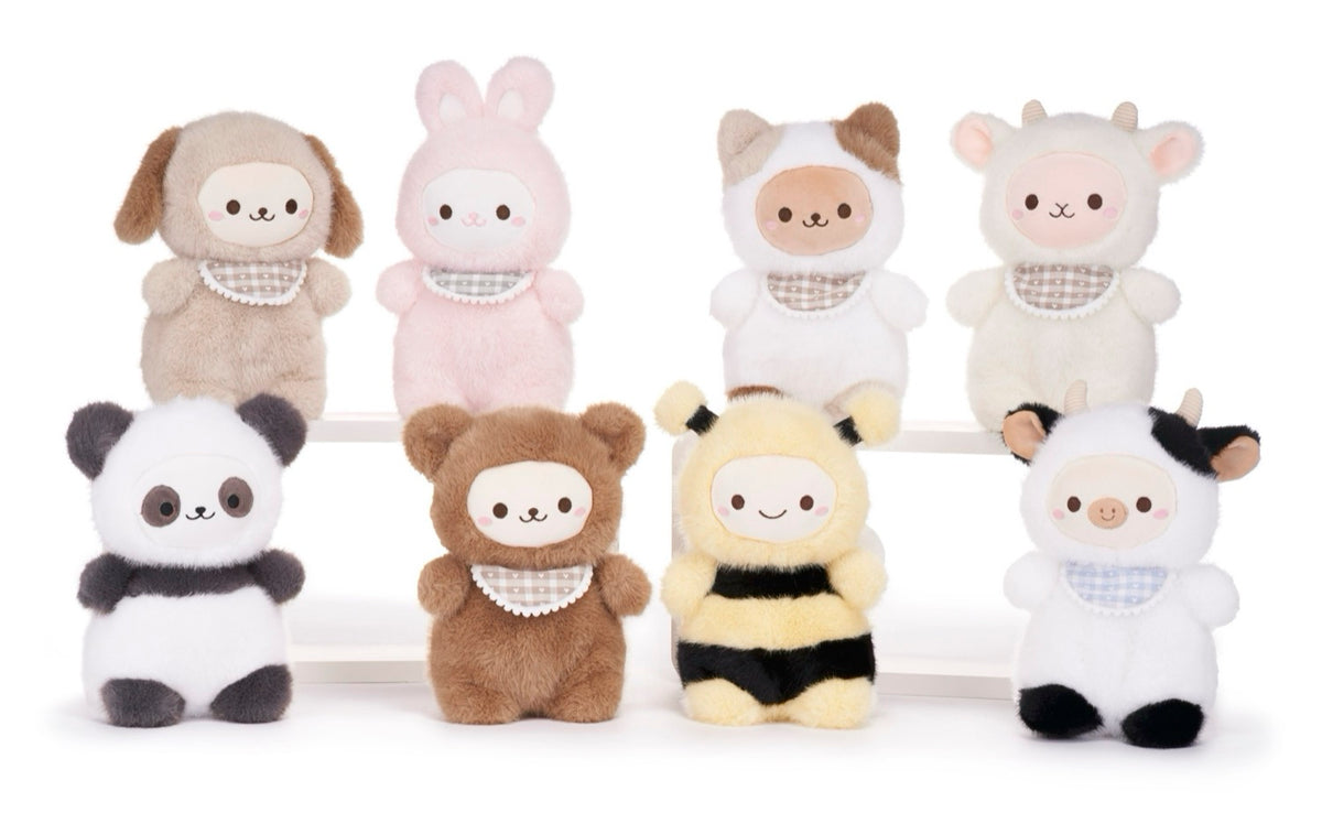 7.5" Cute Animal With Bib Plush Soft Toy 8asst Beanbag (8pcs)