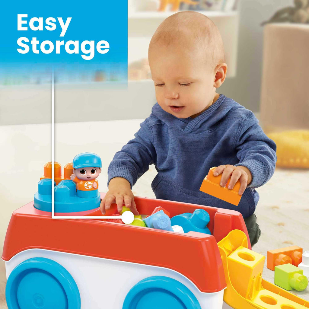 MEGA BLOKS Fisher-Price Block Spinning Wagon with 20 Pieces and Storage