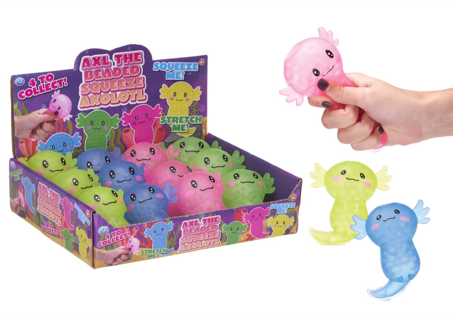 Beaded Axolotl Squeeze 13cm Toy (12pc)