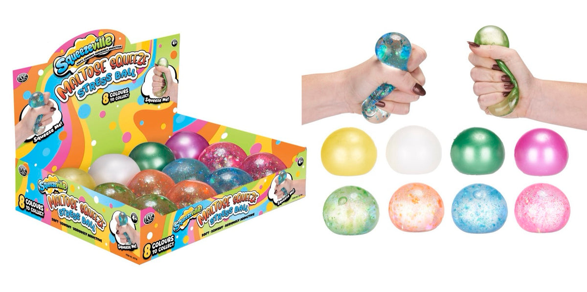 Maltose Squeeze Stress Ball 60mm 8asst (12pcs)
