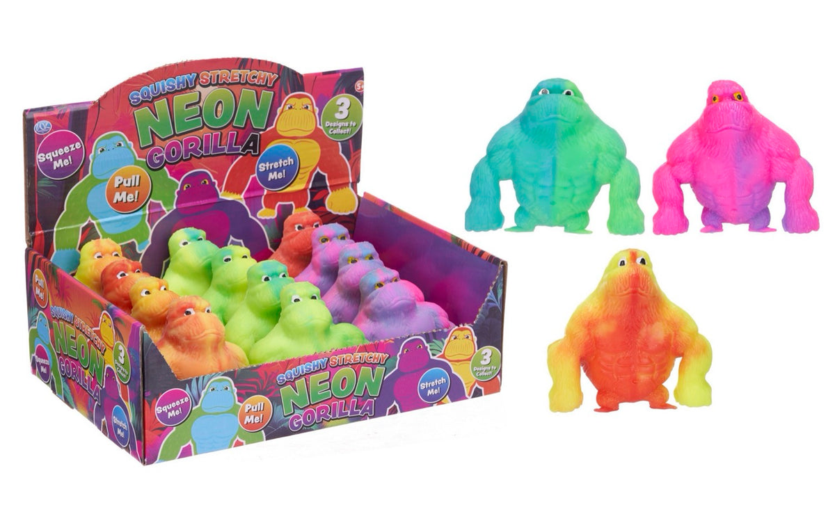 11cm Stretchy 2-Tone Neon Gorilla 3asst (12pcs)