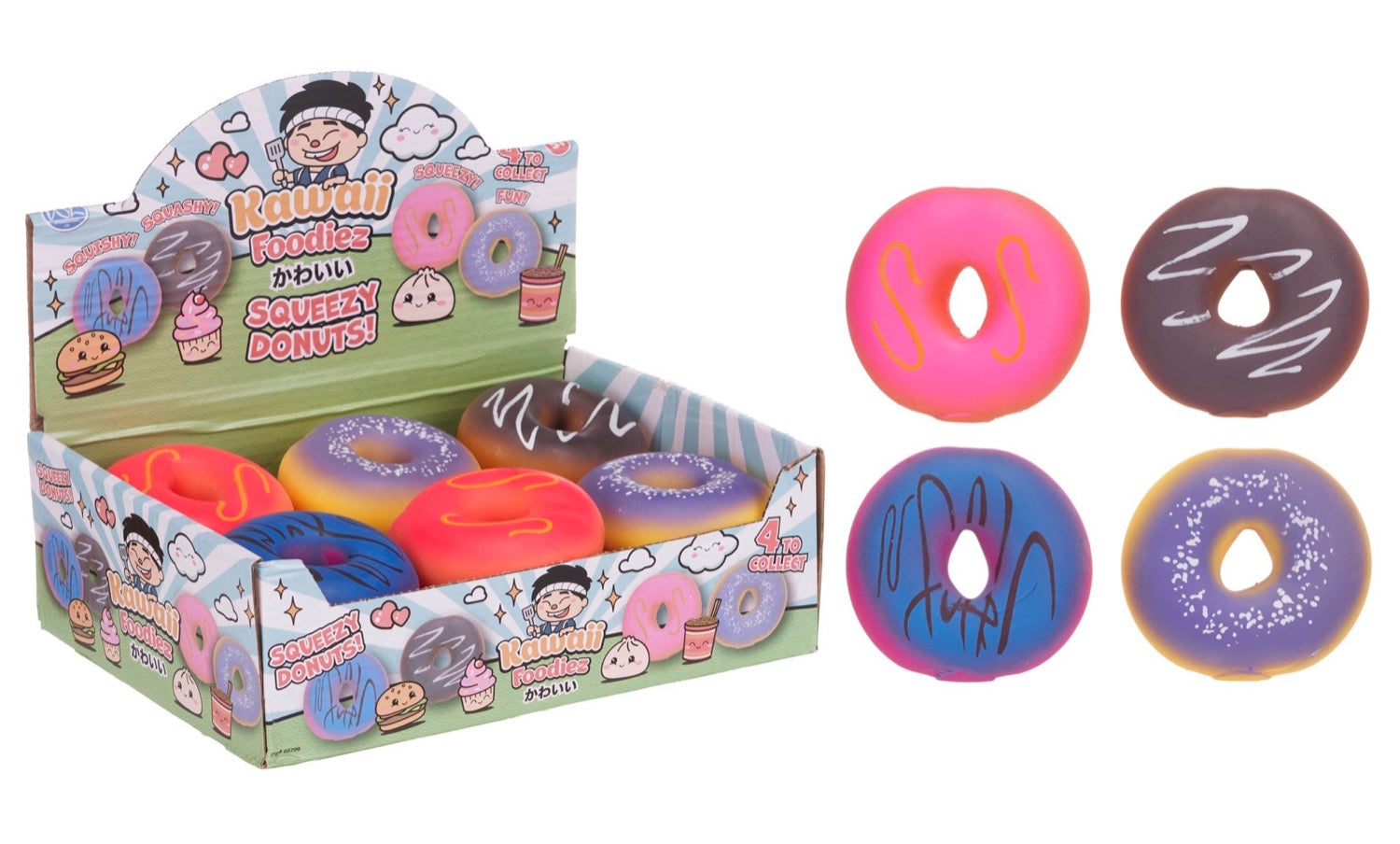 Kawaii Foodiez 7cm Squeezy Donut 4asst (12pcs)