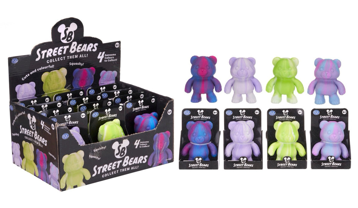 12cm Squeezy 2-Tone Street Bear 4asst (12pcs)