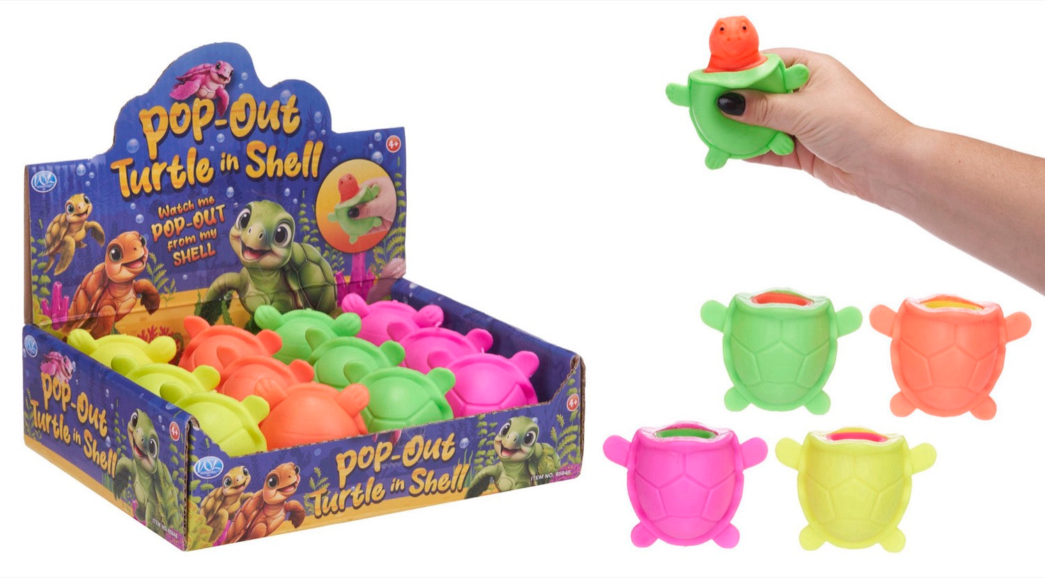 Pop Out Turtle Head 4 asst (12pcs)