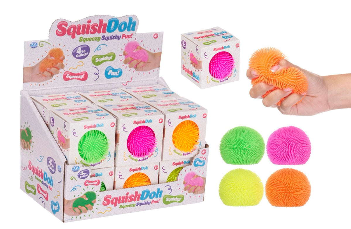 70mm Hairy Neon Squishdoh Ball 4asst (12pcs)