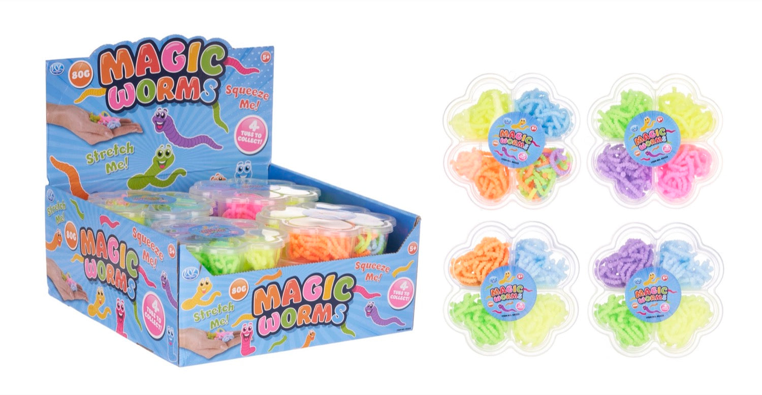 80g Magic Worms 4 Colours Per Tub (12pcs)