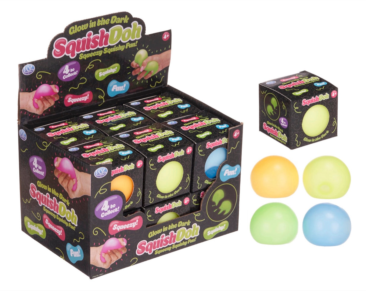 Glow In The Dark Squishdoh 60mm 4asst (12pcs)