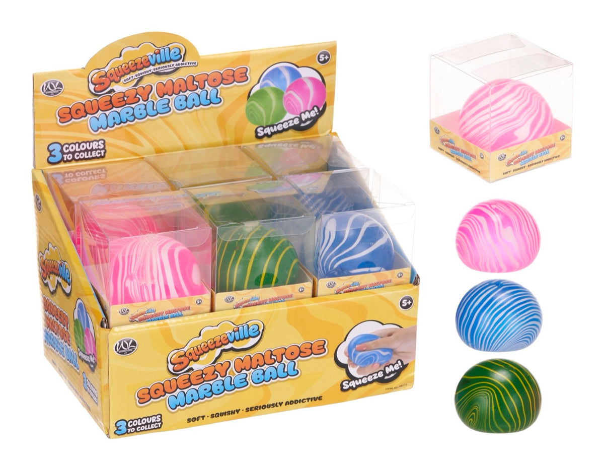 Squeezy Maltose Marble Ball 6cm 3asst (12pcs)