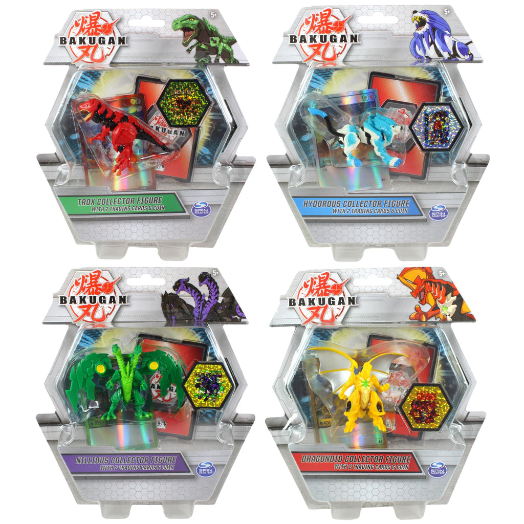 Bakugan - Deluxe Collector Figure Bundles With 2x Cards & Coin In Each Pack (4pc)