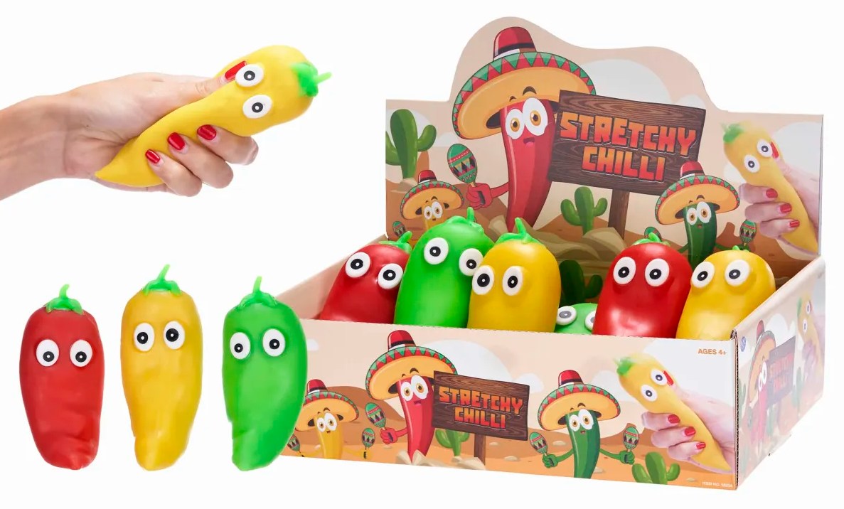 Stretchy Chilli 6" Squeezy Toy (12pc)
