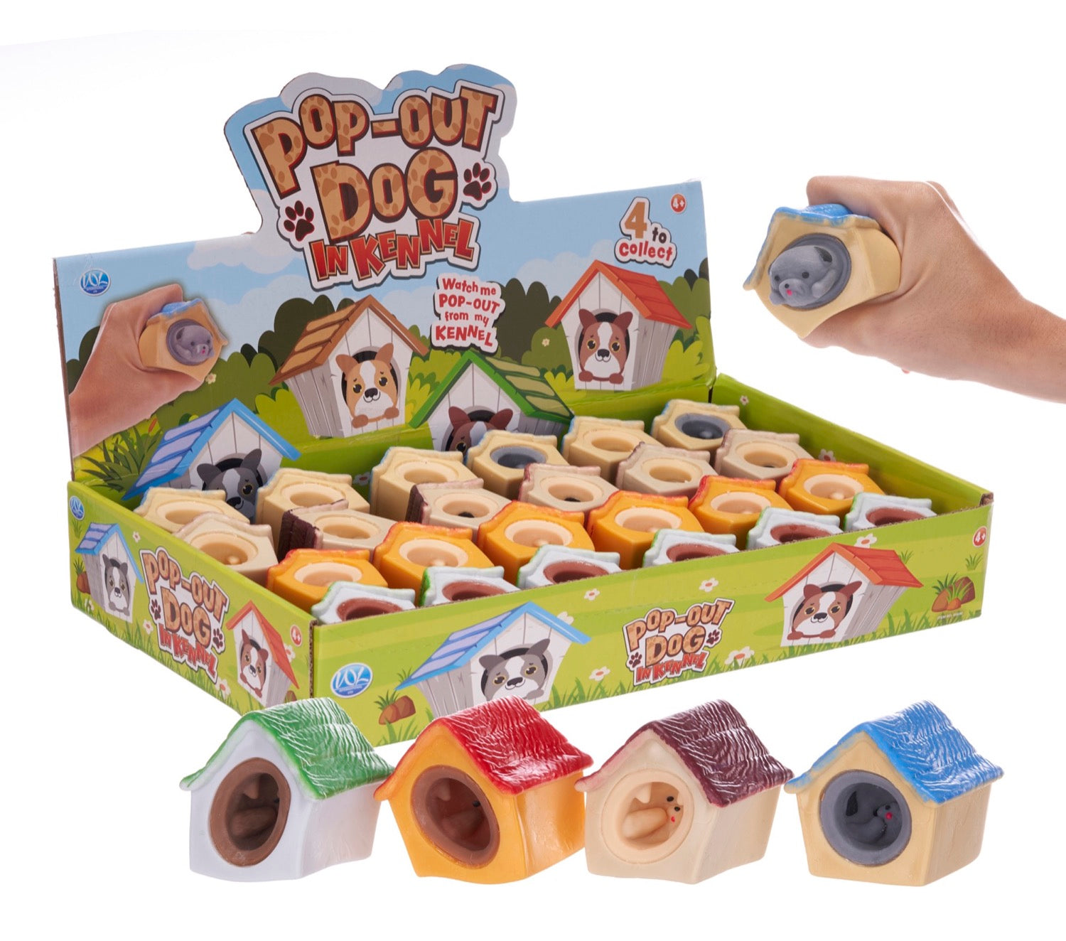 Pop Out Dog in Kennel 4 asst (24pcs)
