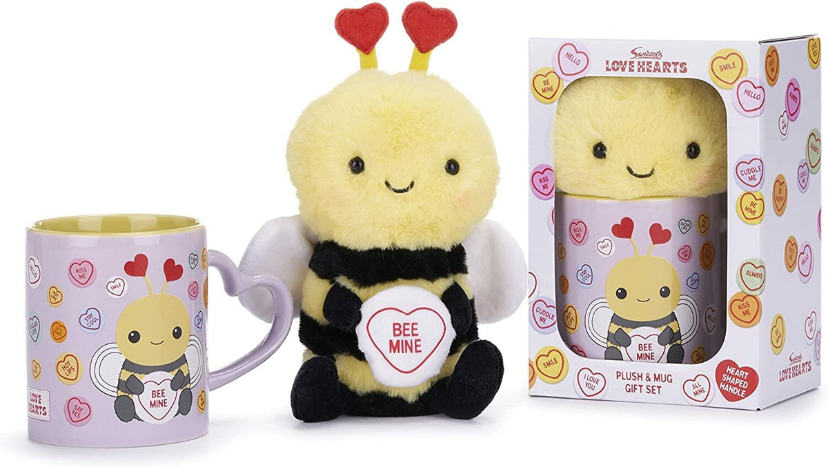 Swizzels Love Hearts Bumble Bee 'Bee Mine' 11OZ Mug & Plush Gift Set (1pc).
