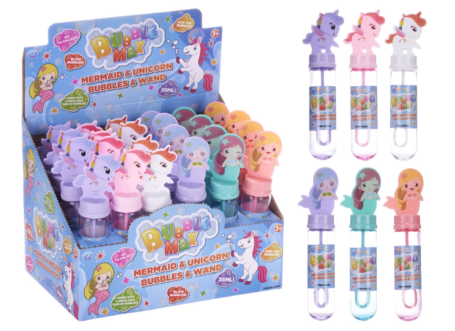 Mermaid/Unicorn Bubbles 6 asst (24pcs)
