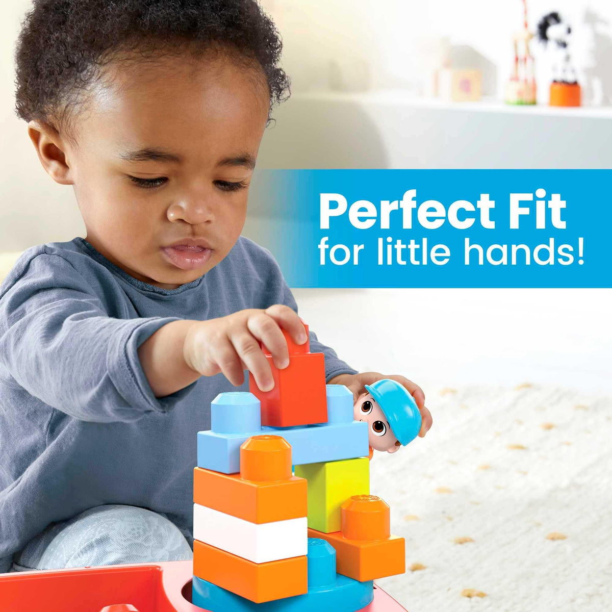 MEGA BLOKS Fisher-Price Block Spinning Wagon with 20 Pieces and Storage