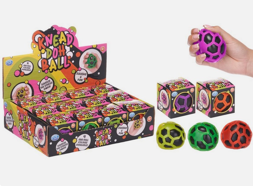 Neon Squashy grid ball 60mm toy (12pc)
