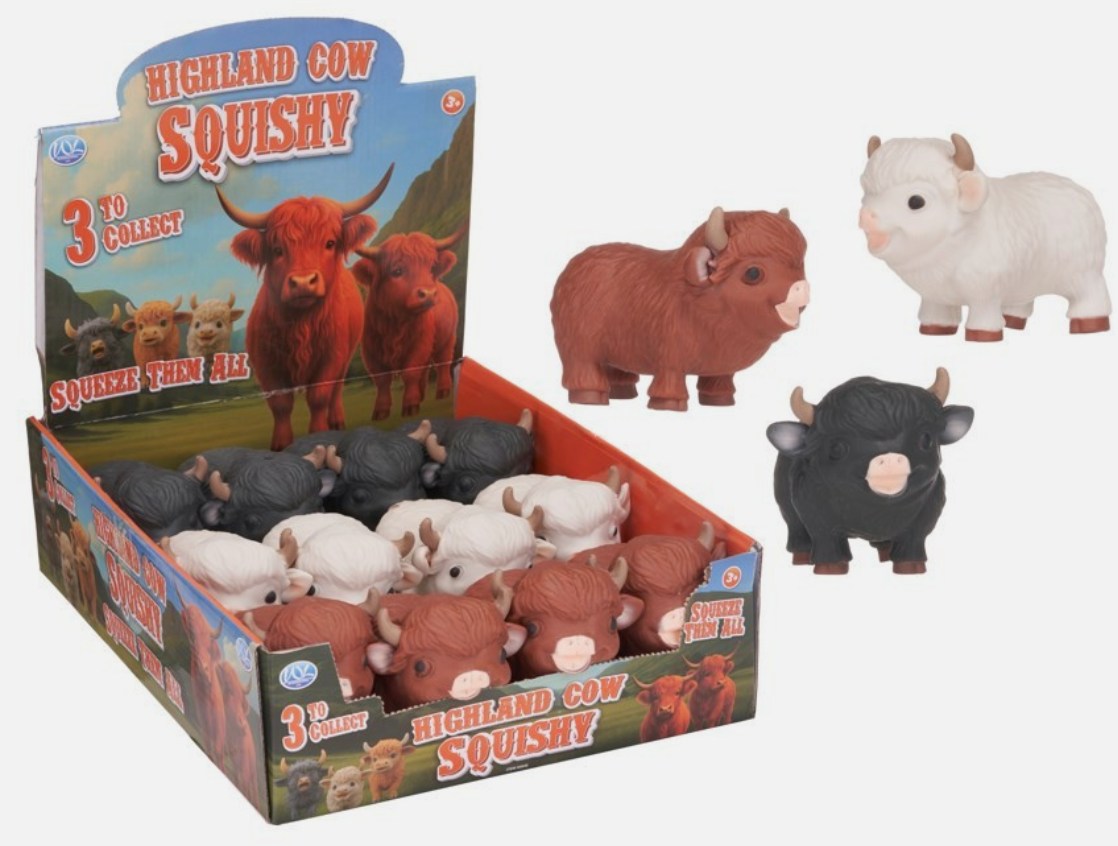 Highland cow 13cm squishy animal toy (12pc)