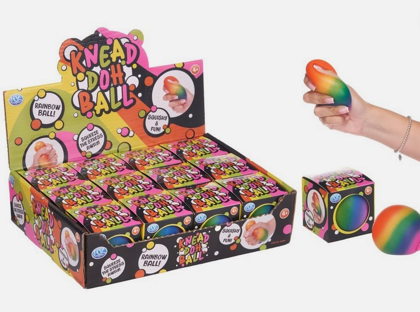 Rainbow 60mm stress ball squashy toy (12pc)