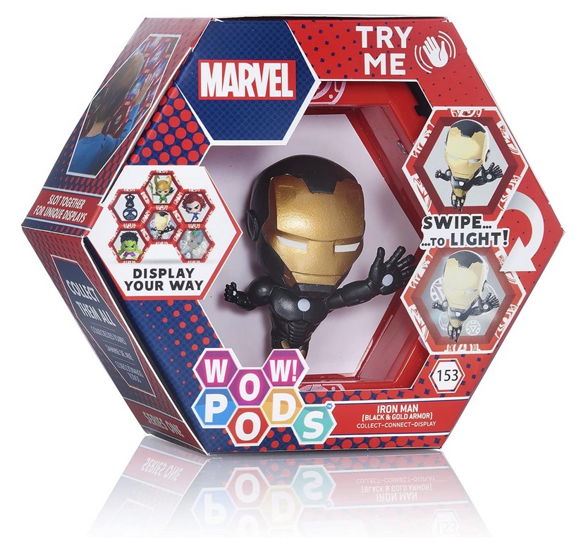 WOW! PODS Iron Man Metallic Limited Edition Superhero Light-Up Bobble-Head Figure