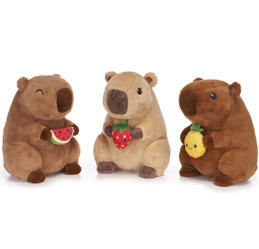 Capybara Holding Fruits 10" Soft Toy (3pc)