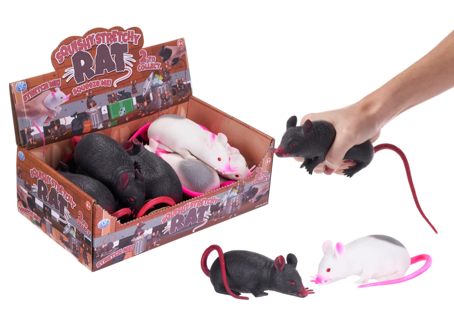 Squeezy Stretchy Rat 5inch (12pcs)